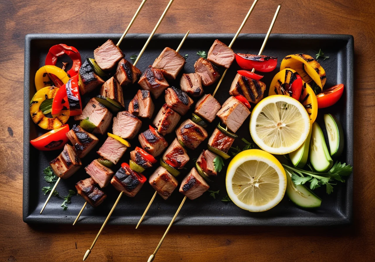 Grilled Pork and Vegetable Skewers