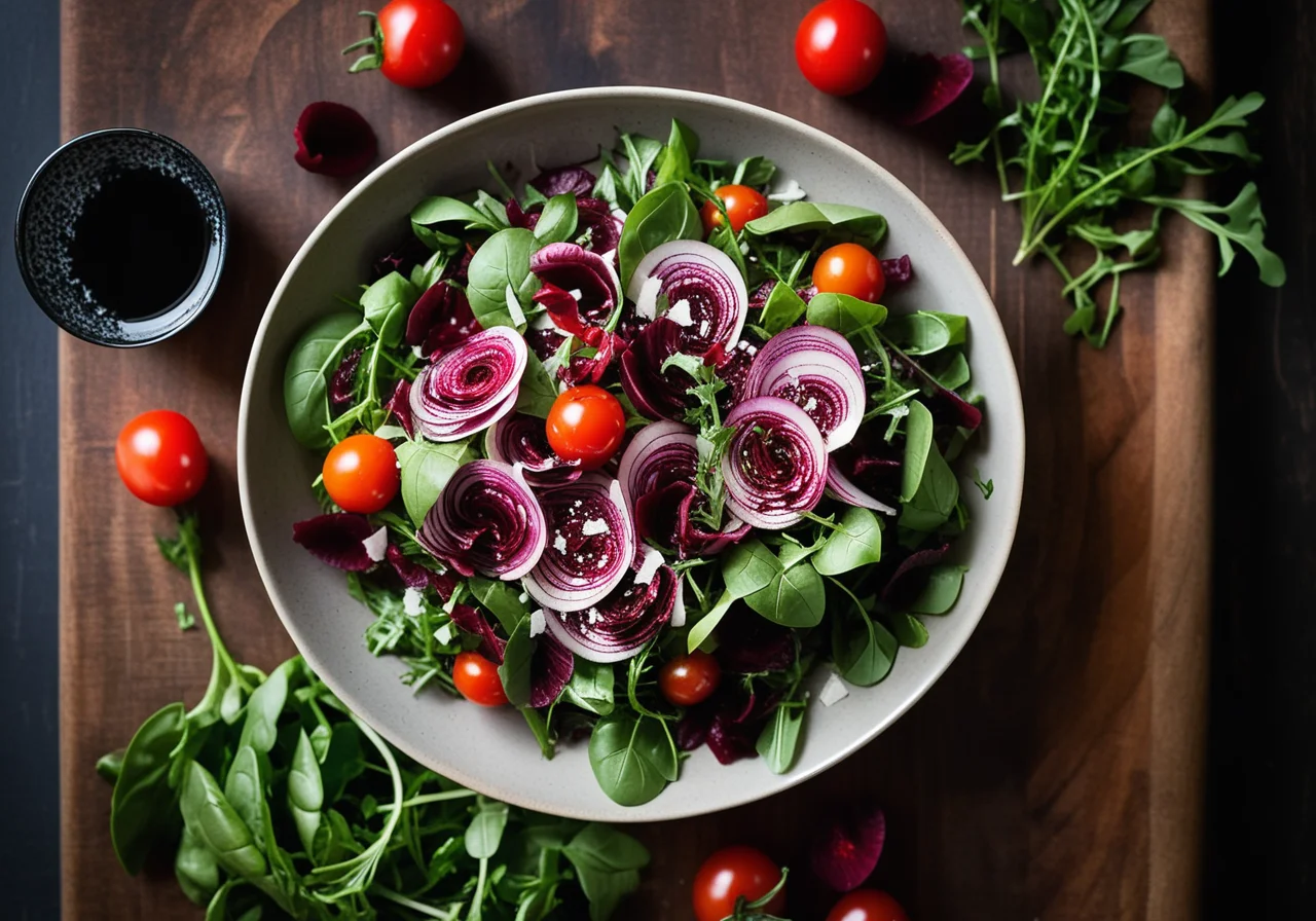 Radicchio and Arugula Salad with Cherry Tomatoes and Parmesan
