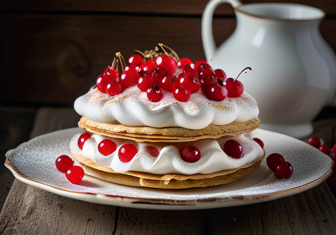 Meringue Cake with Currants and Cream