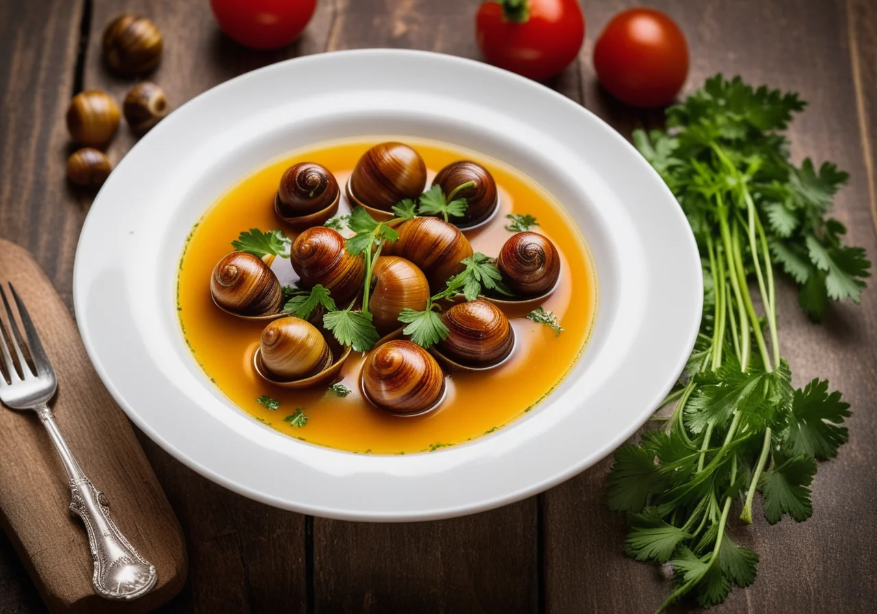 Wine Garden Snails with Onions, Herbs and Tomatoes