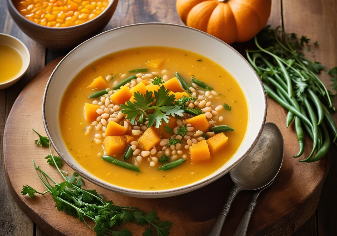 Lentil Soup with Pumpkin and Green Beans