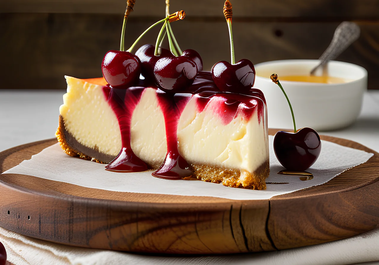 Marbled Cheesecake with Cherries