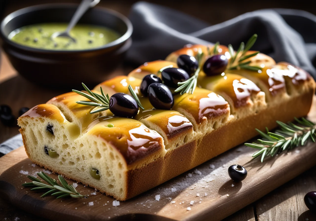 Focaccia with Olives and Rosemary