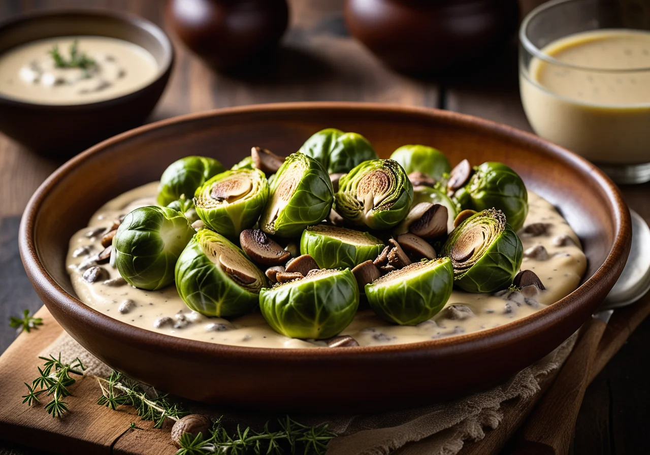 Baked Brussels Sprouts with Mushrooms