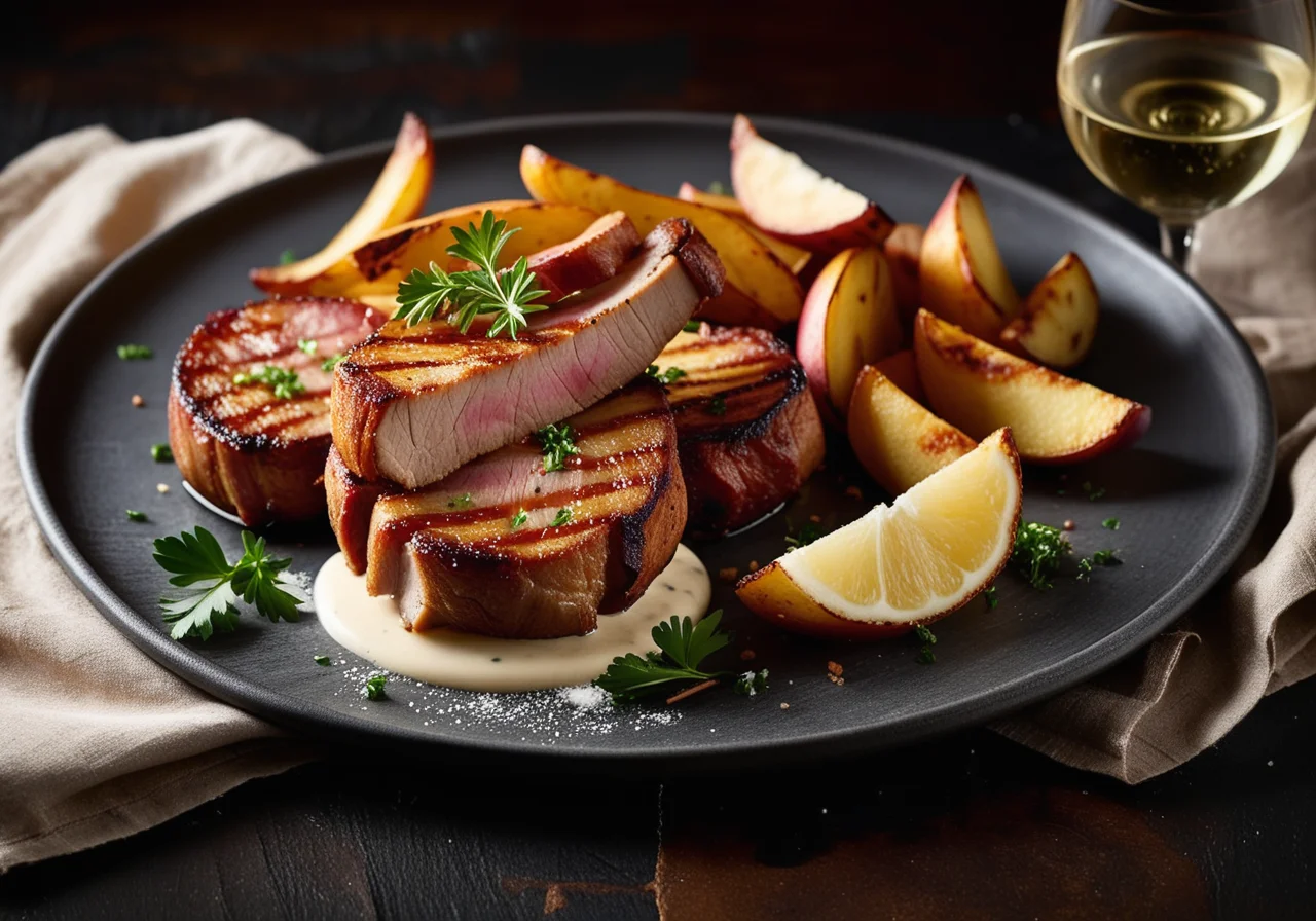 Bacon-Wrapped Pork Chops with Potatoes
