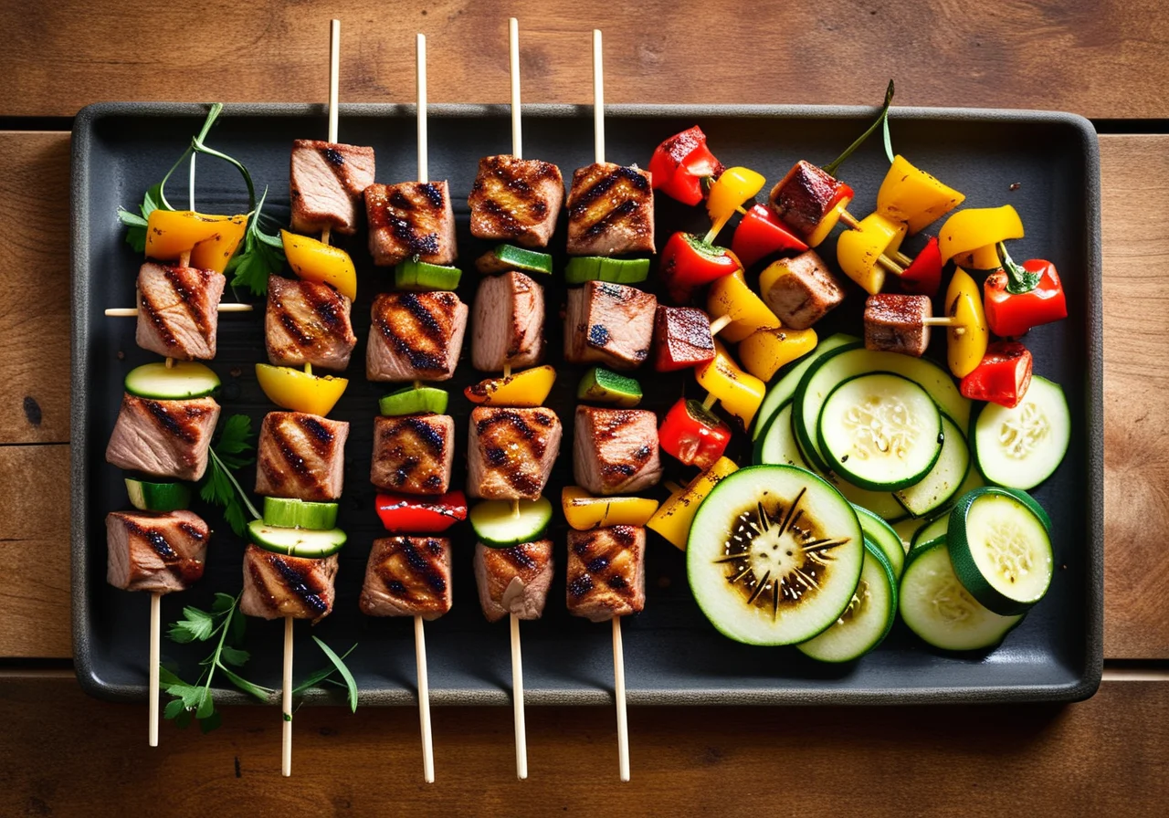 Grilled Meat and Vegetable Skewers