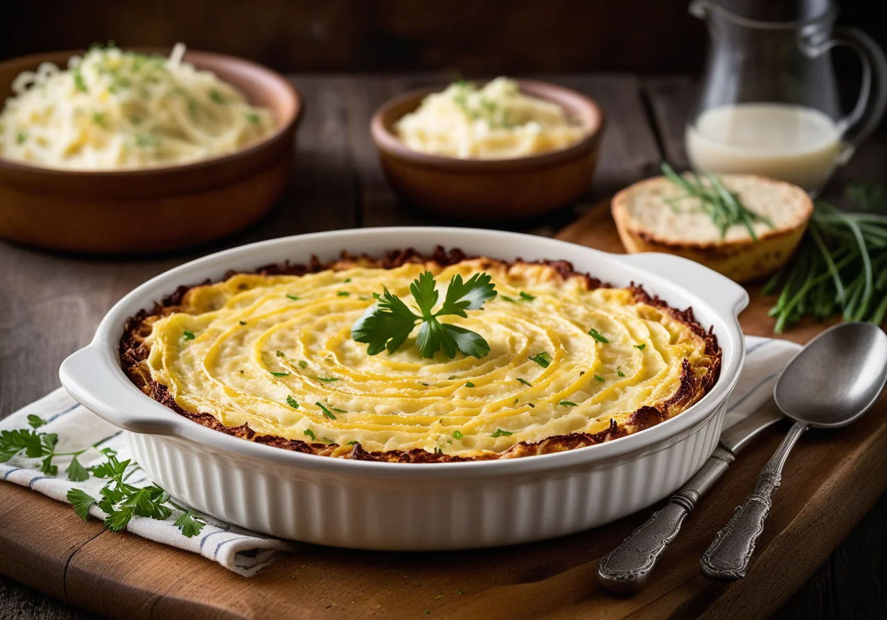 Tortilla gratin with sauerkraut and meat loaf