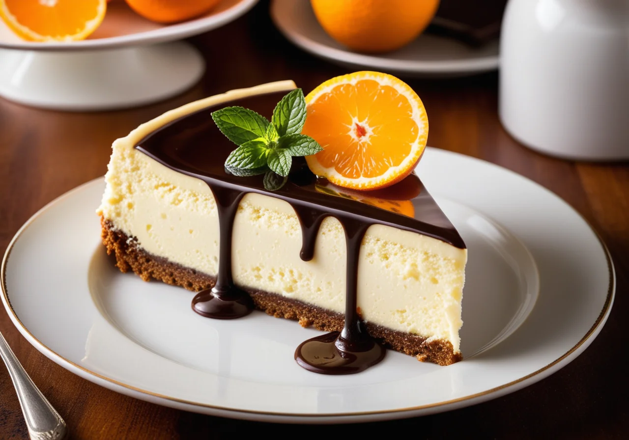 Cheesecake with Baileys and Candied Orange Zest