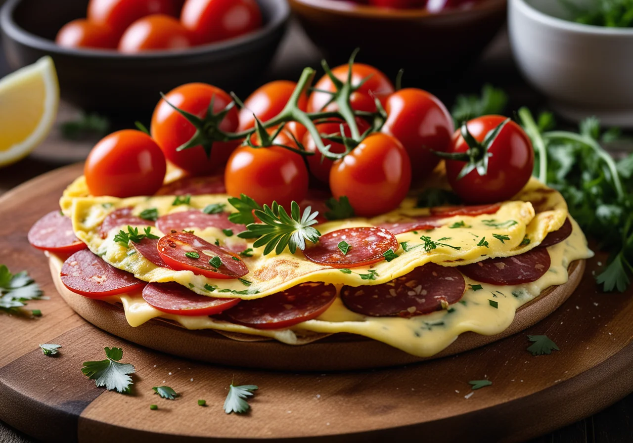 Vegetable Omelette with Sausage