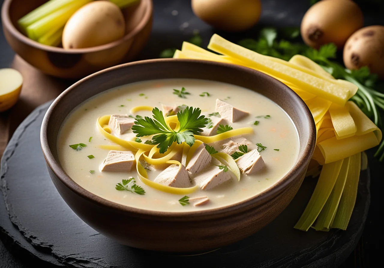 Chicken soup with celery and potatoes