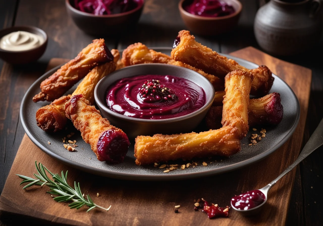 Fiery Drumsticks with Onions and Potato Wedges