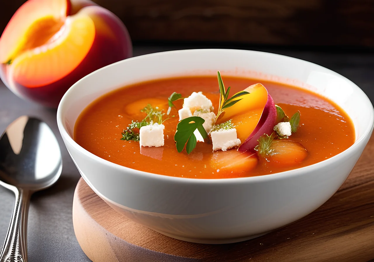 Paprika-Gazpacho with Peach and Feta