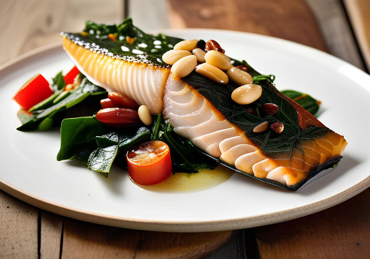 Fish Fillet with Swiss Chard and Pine Nuts from Mallorca