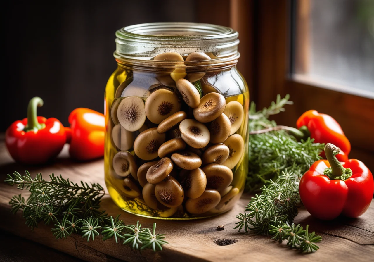 Pickled Mushrooms in Olive Oil