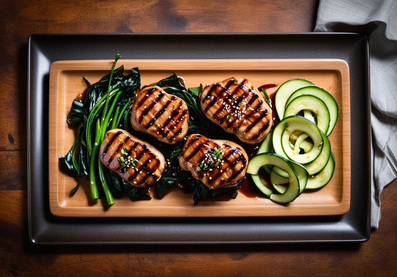 Chicken thighs in Asian-style Marinade with Pak Choi