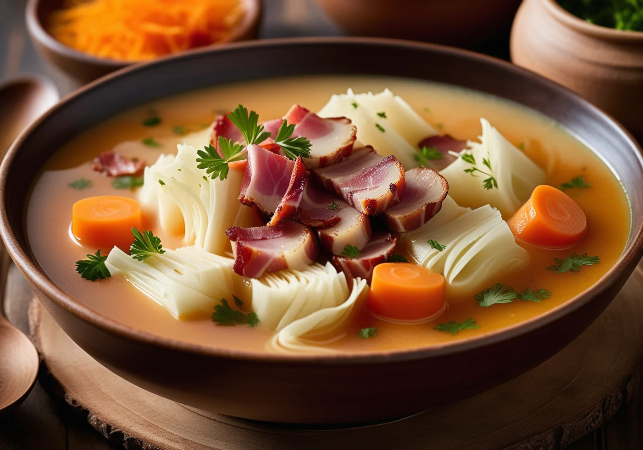 Stew with White Cabbage, Carrots and Bacon