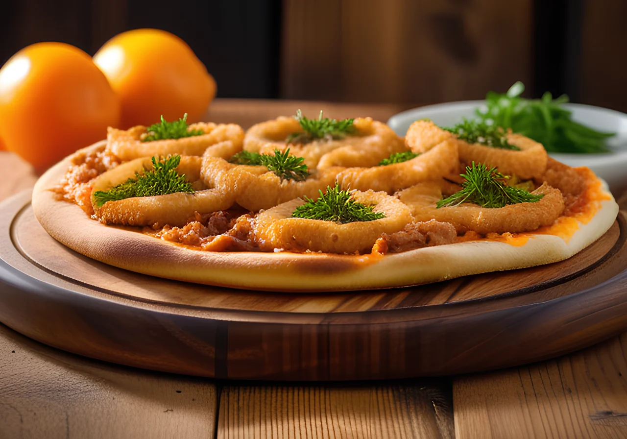 American Pizza with Chicken and Onions