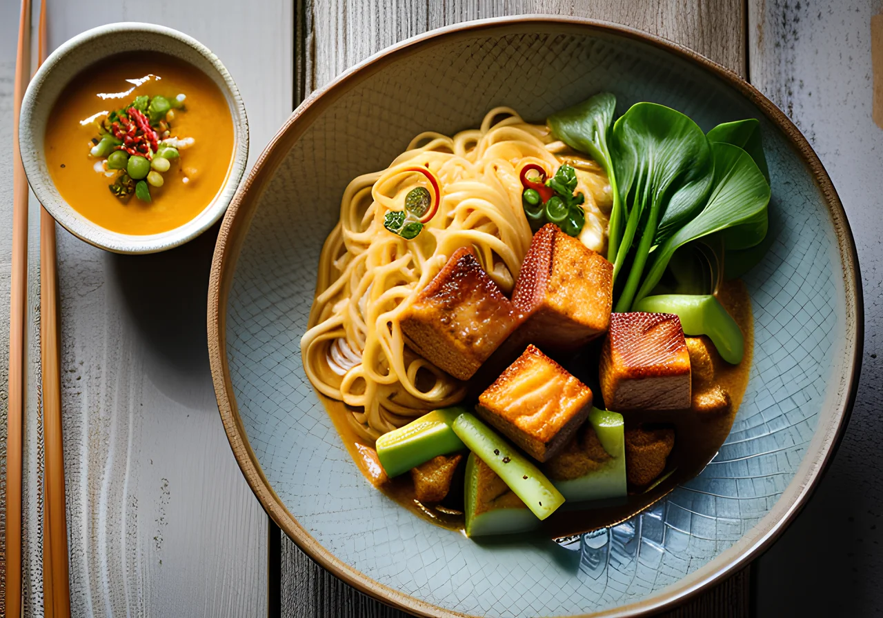Curry Noodles with Pak Choi and Fried Tofu