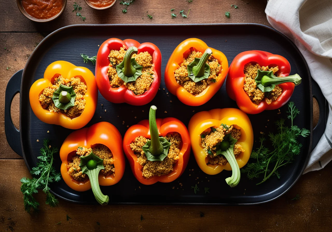 Halved Bell Pepper Stuffed