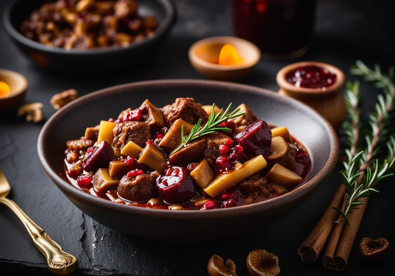 Wild goulash with mushrooms