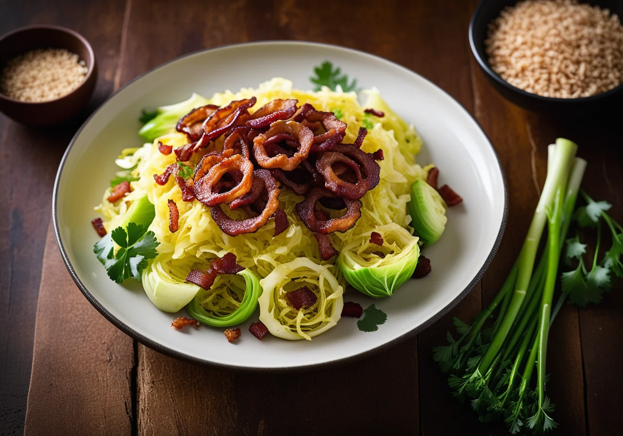 Cabbage Stir‑Fry with Bacon