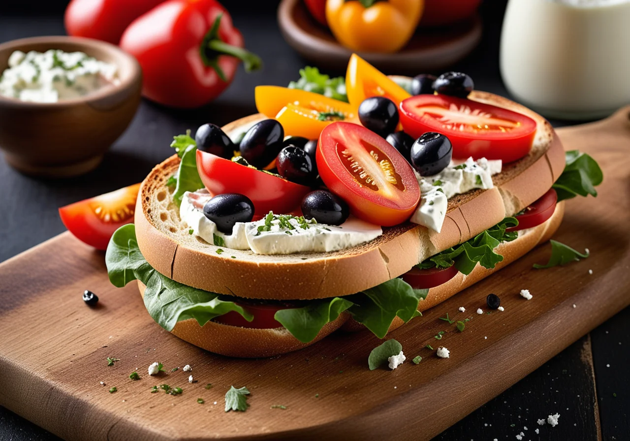 Bagel with Greek Salad