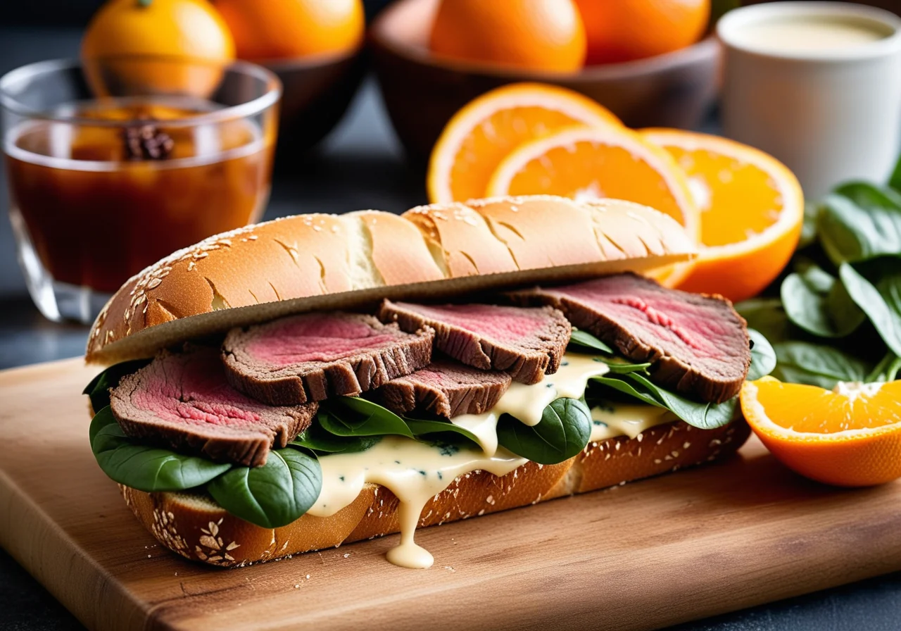 Orange and Beef Sandwich