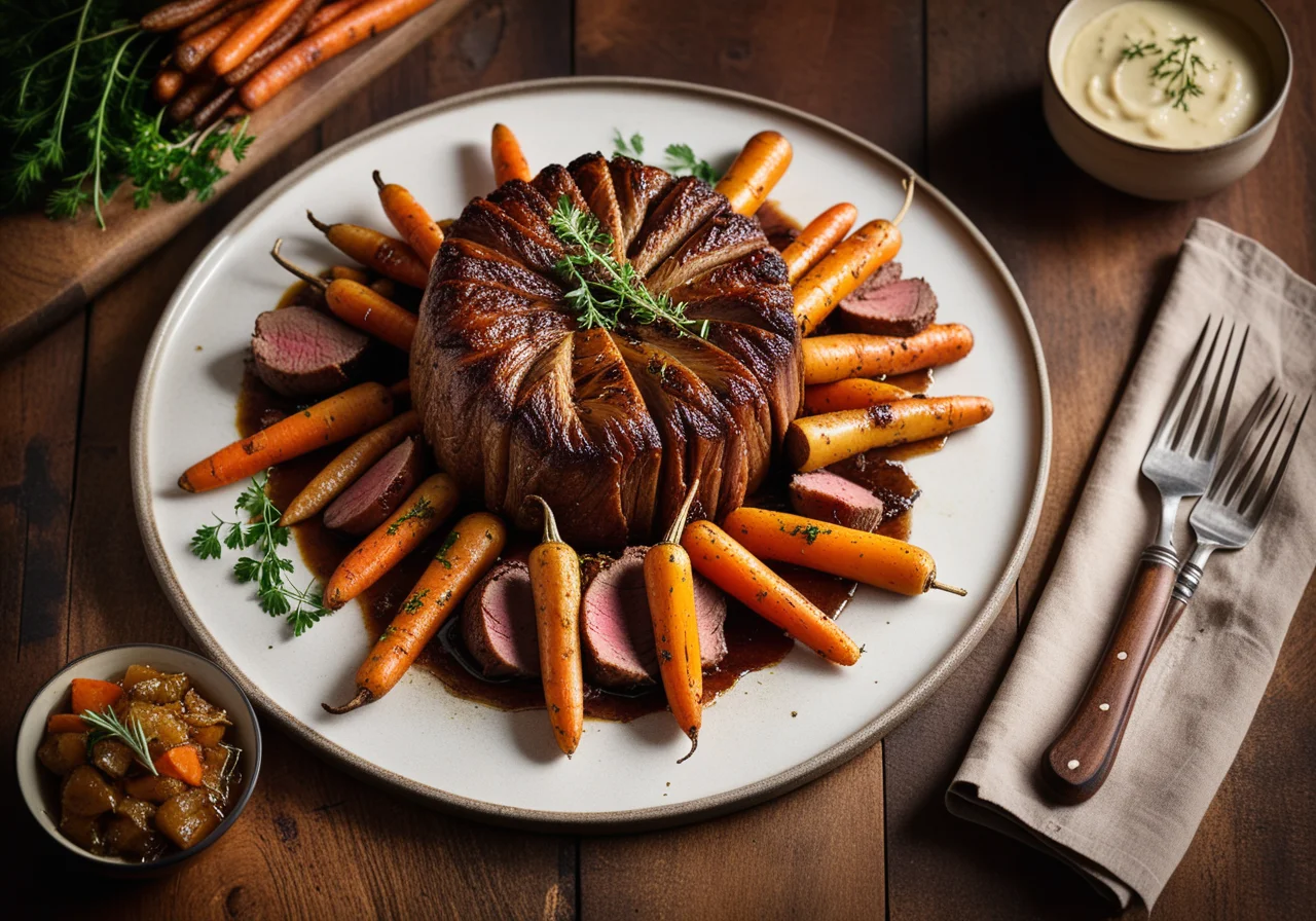 Lamb Roast with Soup Vegetables and Sweet Onions