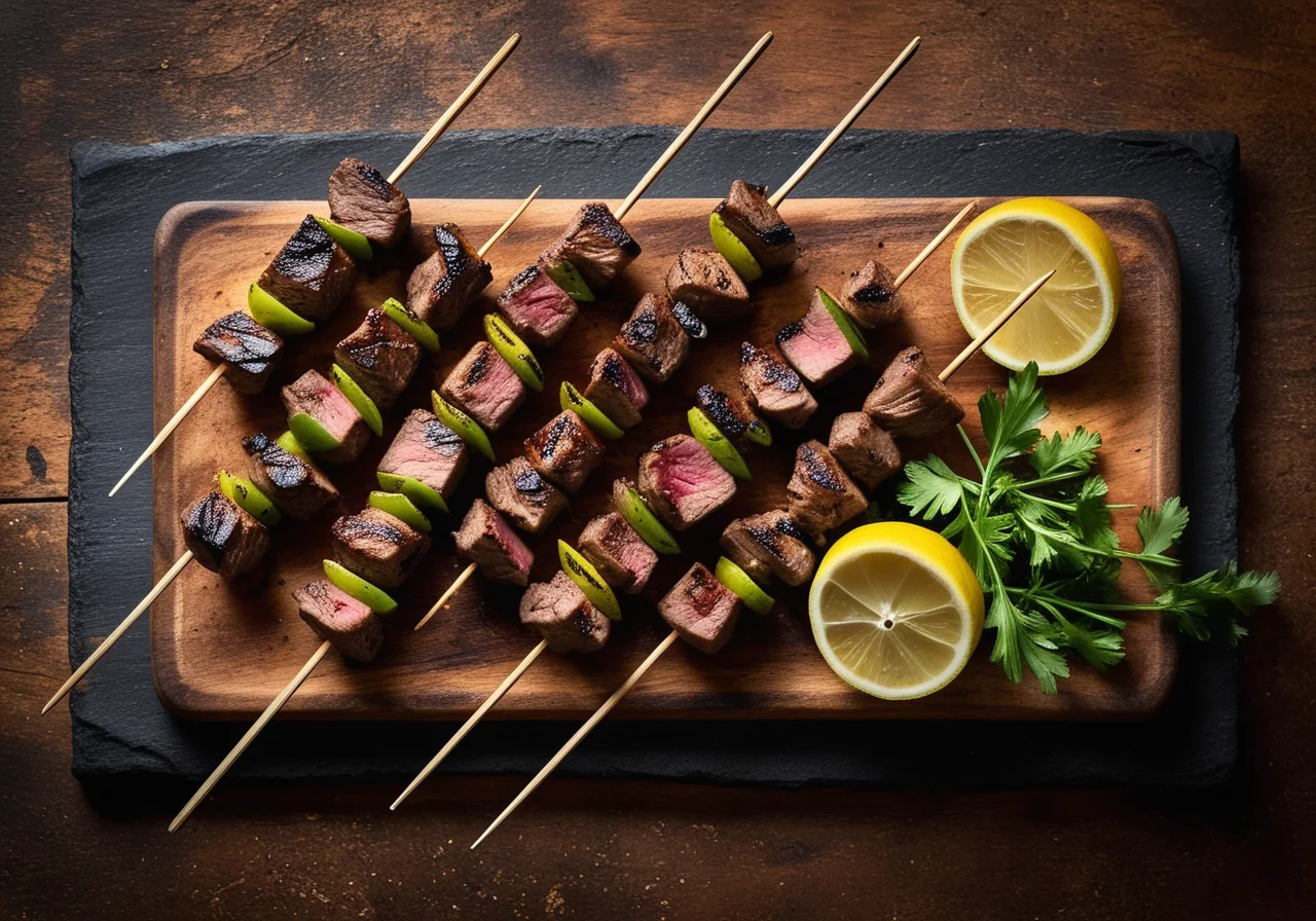Grilled Lamb Meat Skewers