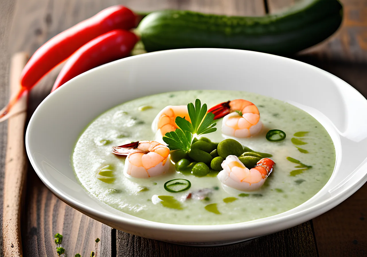 Cucumber Soup with Radishes and Shrimp
