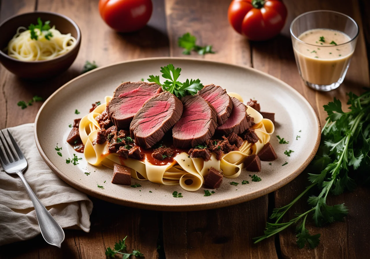 Beef Fillet with Braised Chicory and Sauce