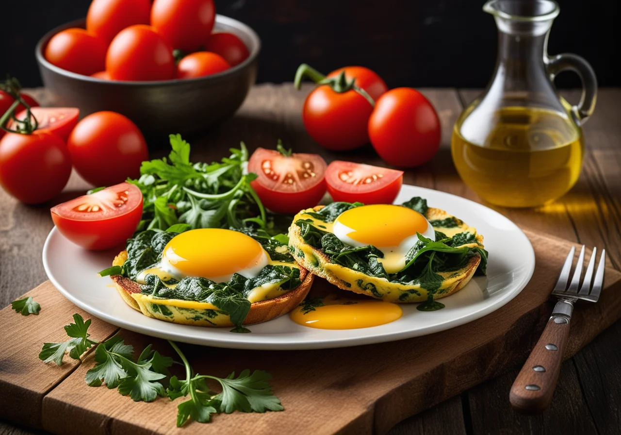 Spinach Omelette with Salad