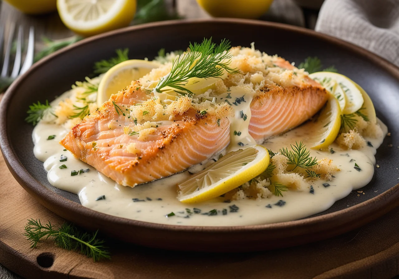 Salmon Gratin with Fennel Salad