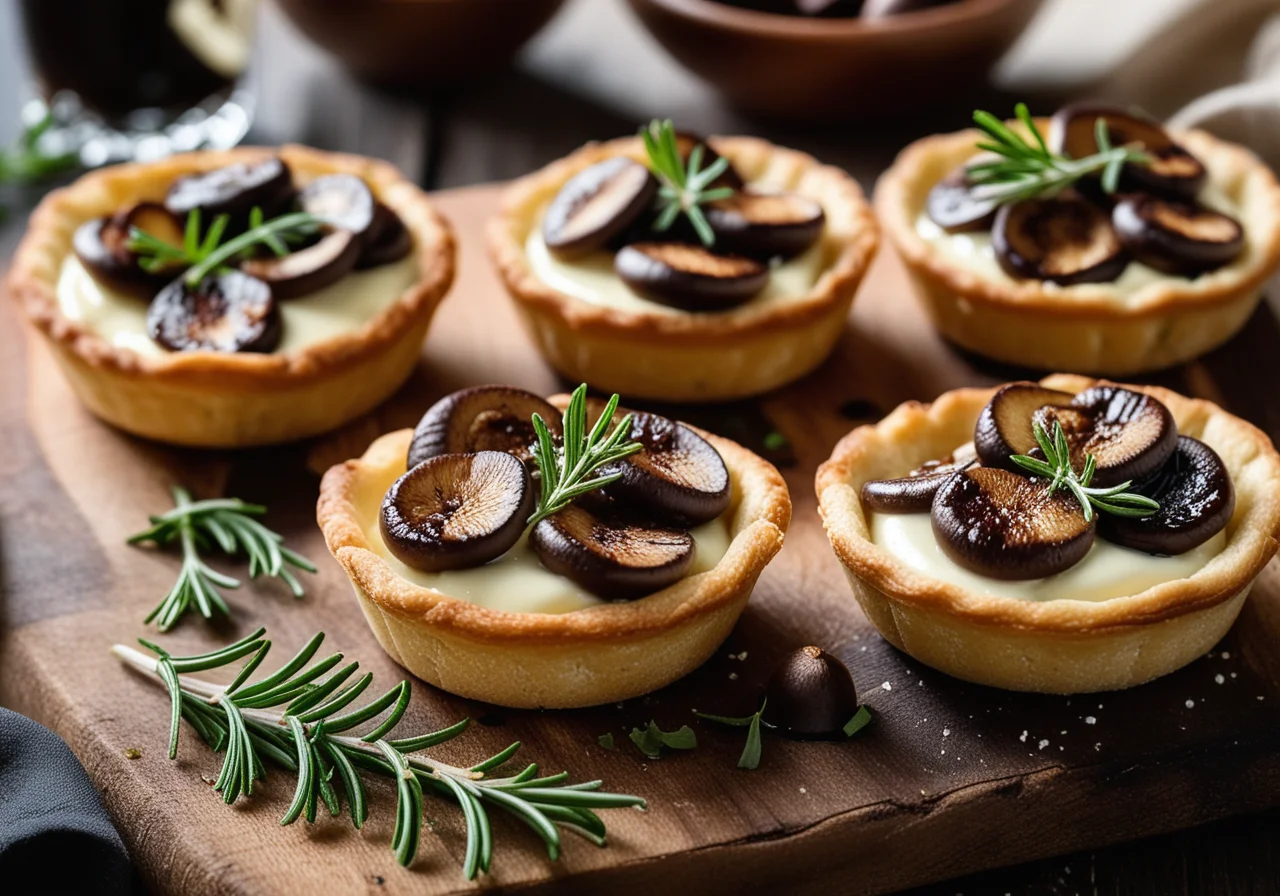 Small Mushroom Tartlets with Mozzarella