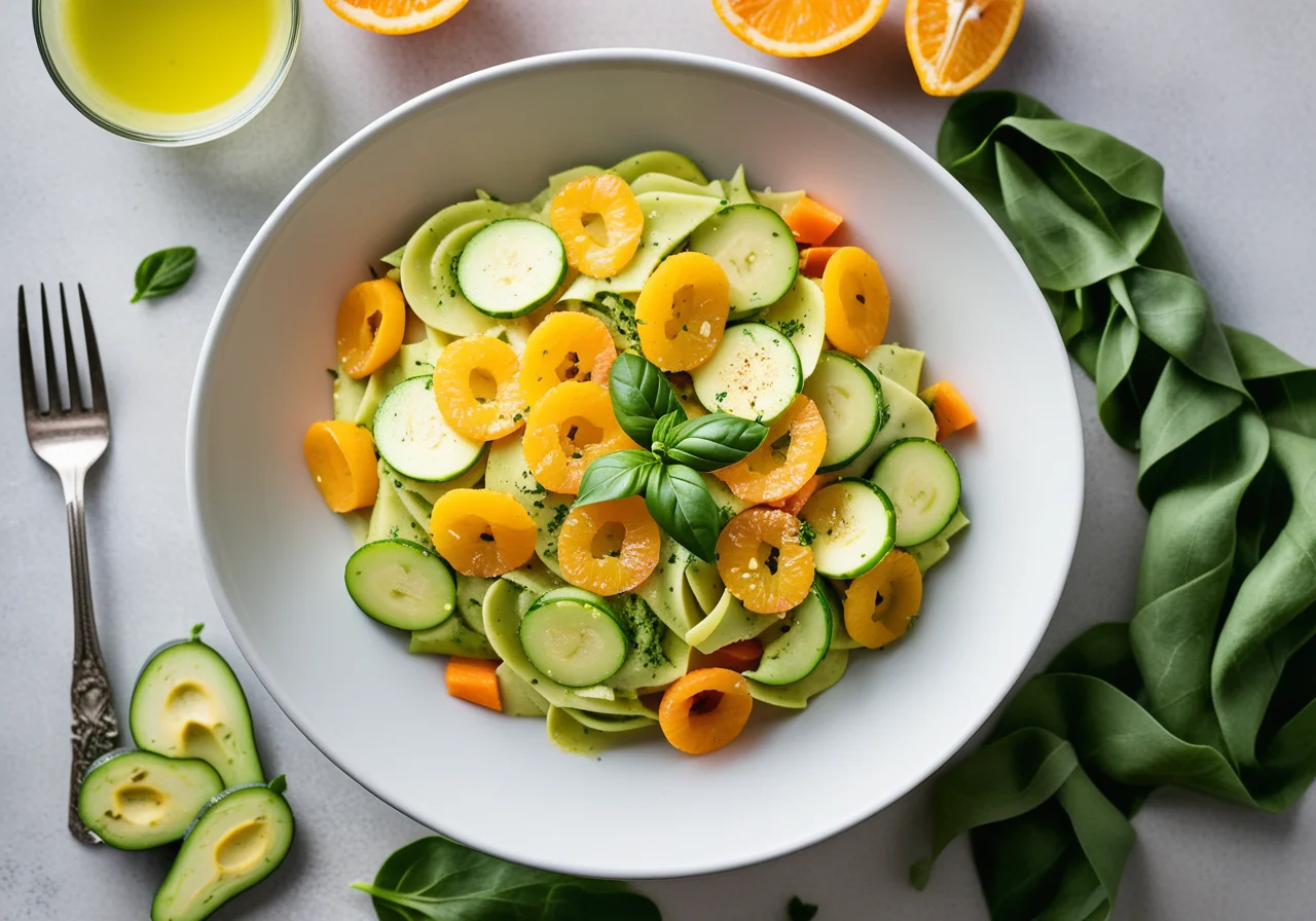 Pasta with Vegetables and Avocado Sauce