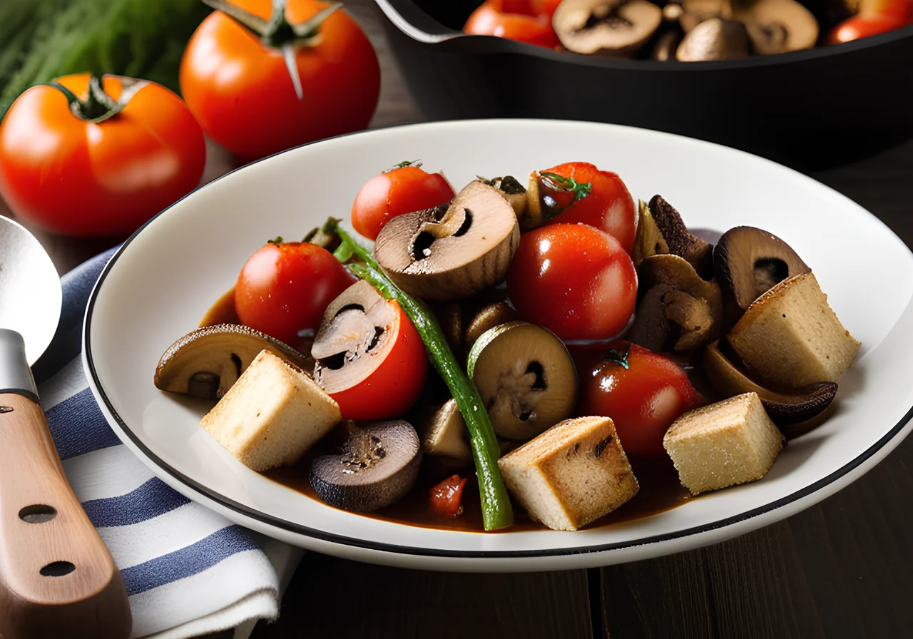 Mushroom and Vegetable Skillet with Tofu and Tomatoes