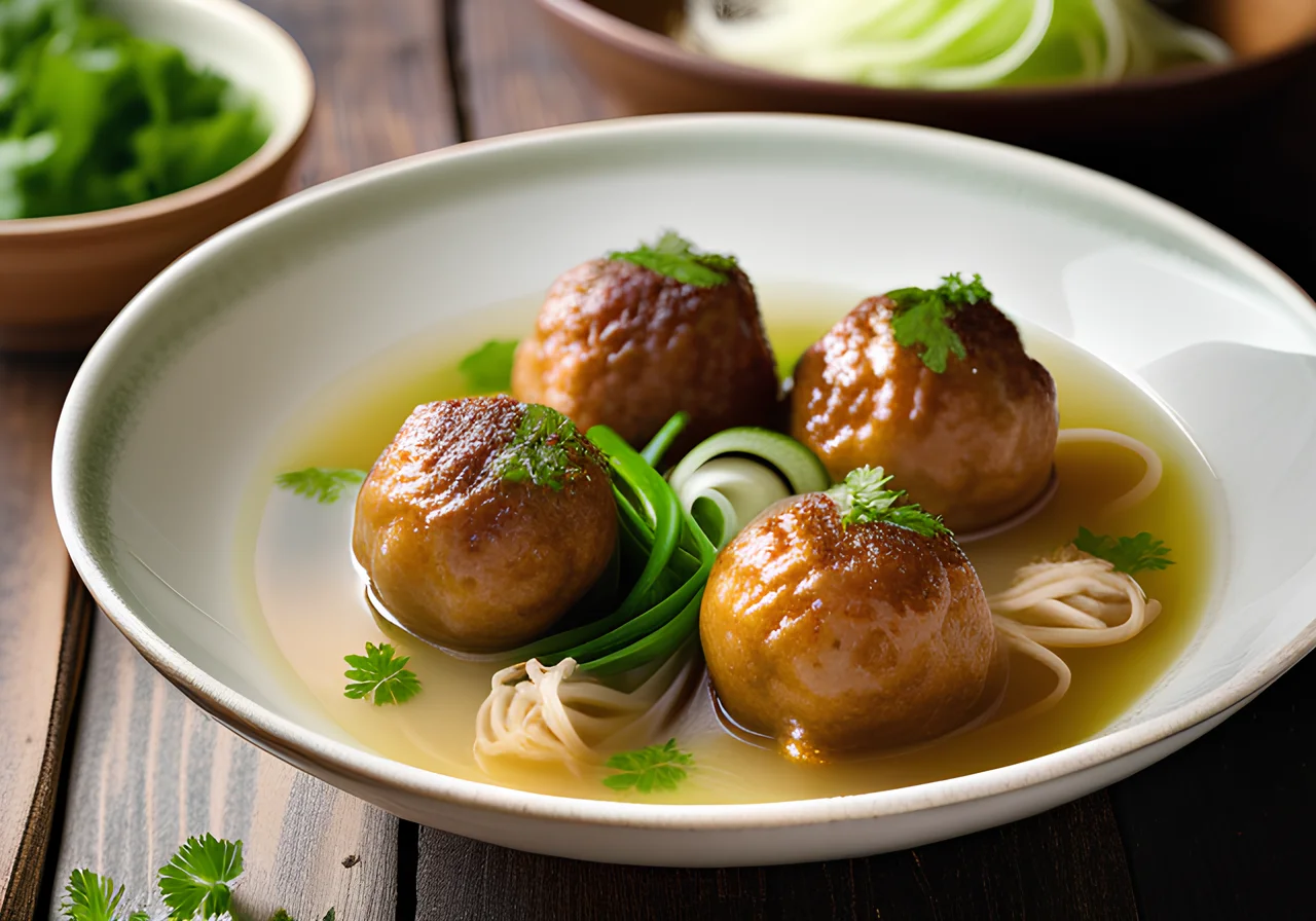 Vegetable Broth with Meatballs