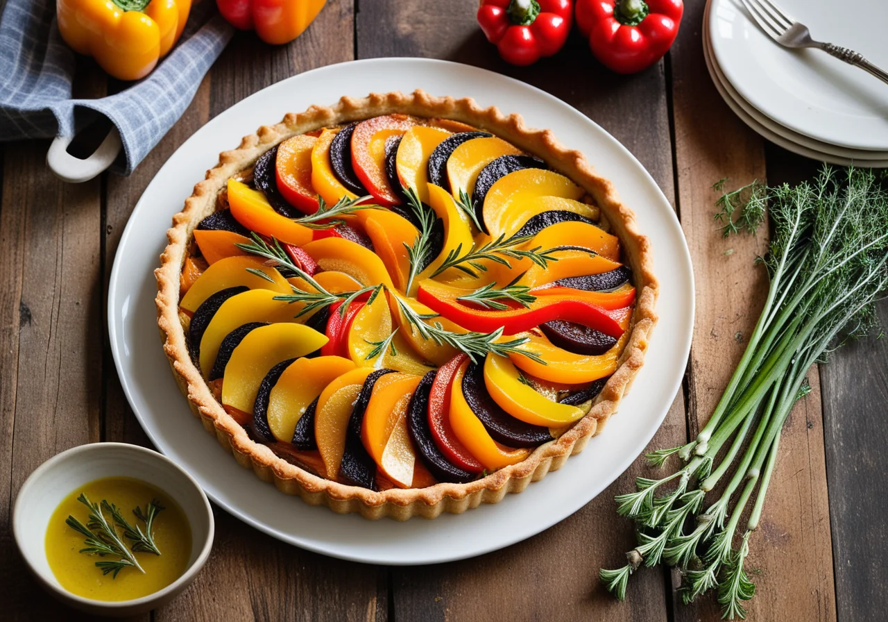 Leek and Pepper Tart with Goat Cheese