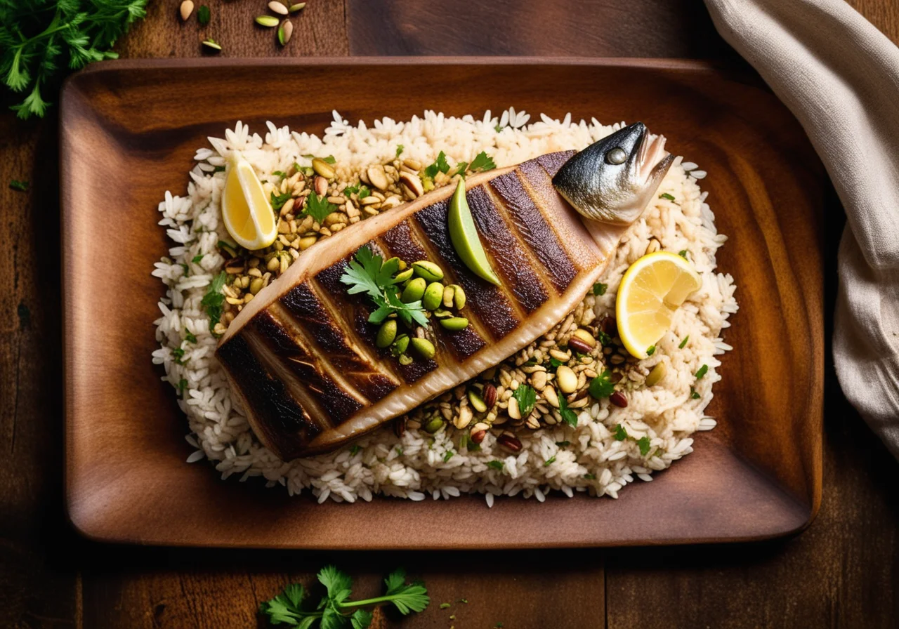 Sea bass fillet with whole grain rice