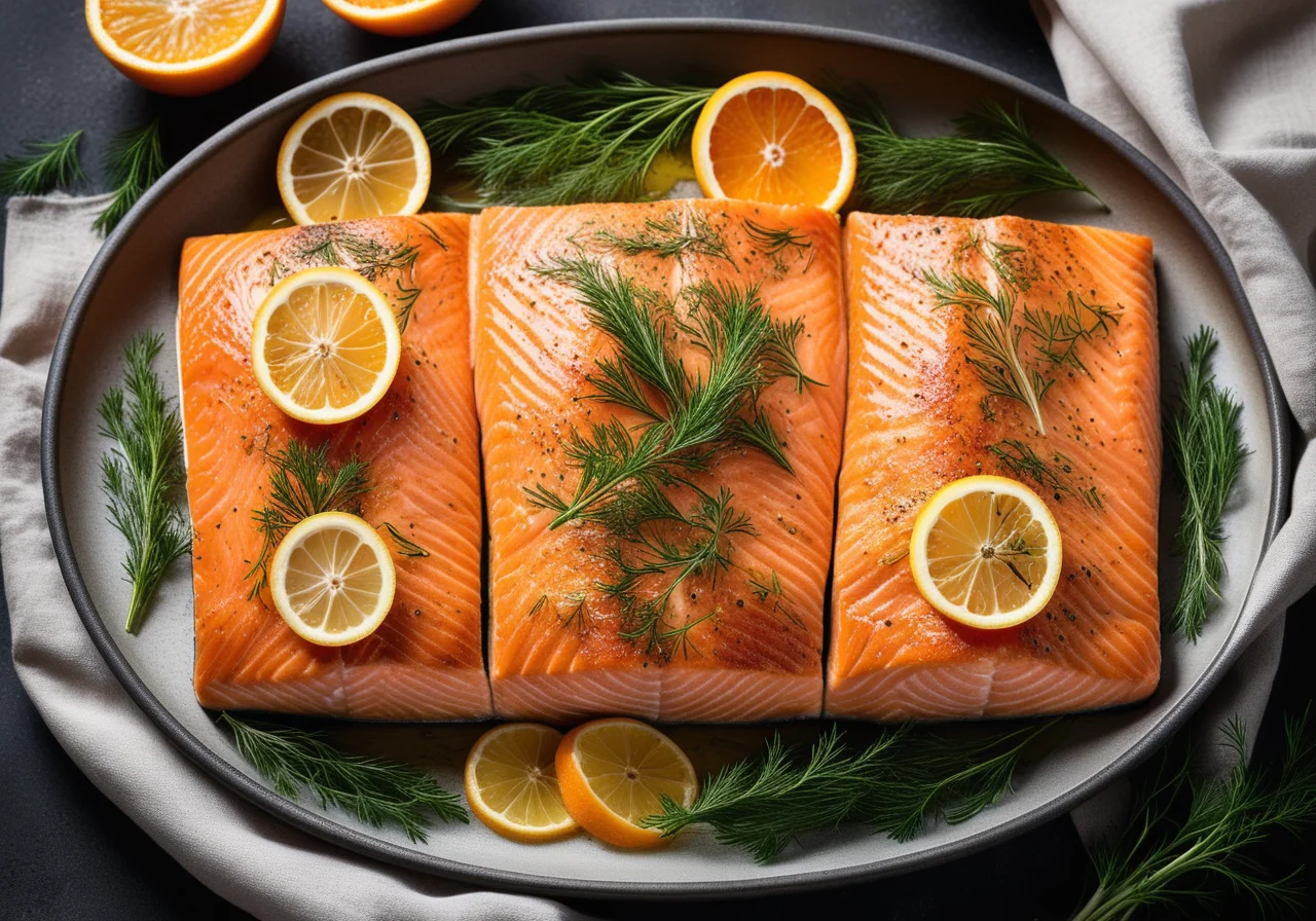 Oven Salmon with Fennel, Orange, Dill and Honey