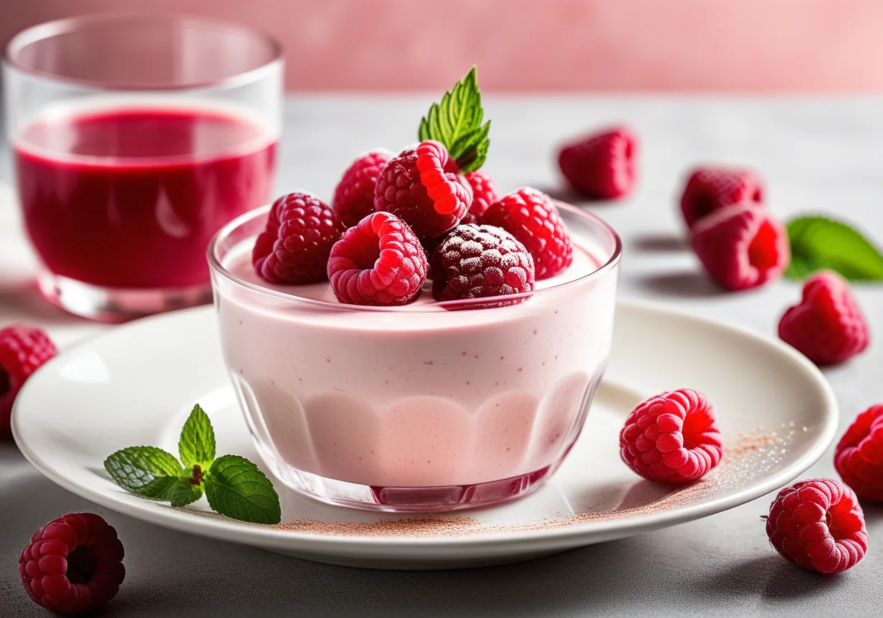 Yogurt Cream with Raspberries