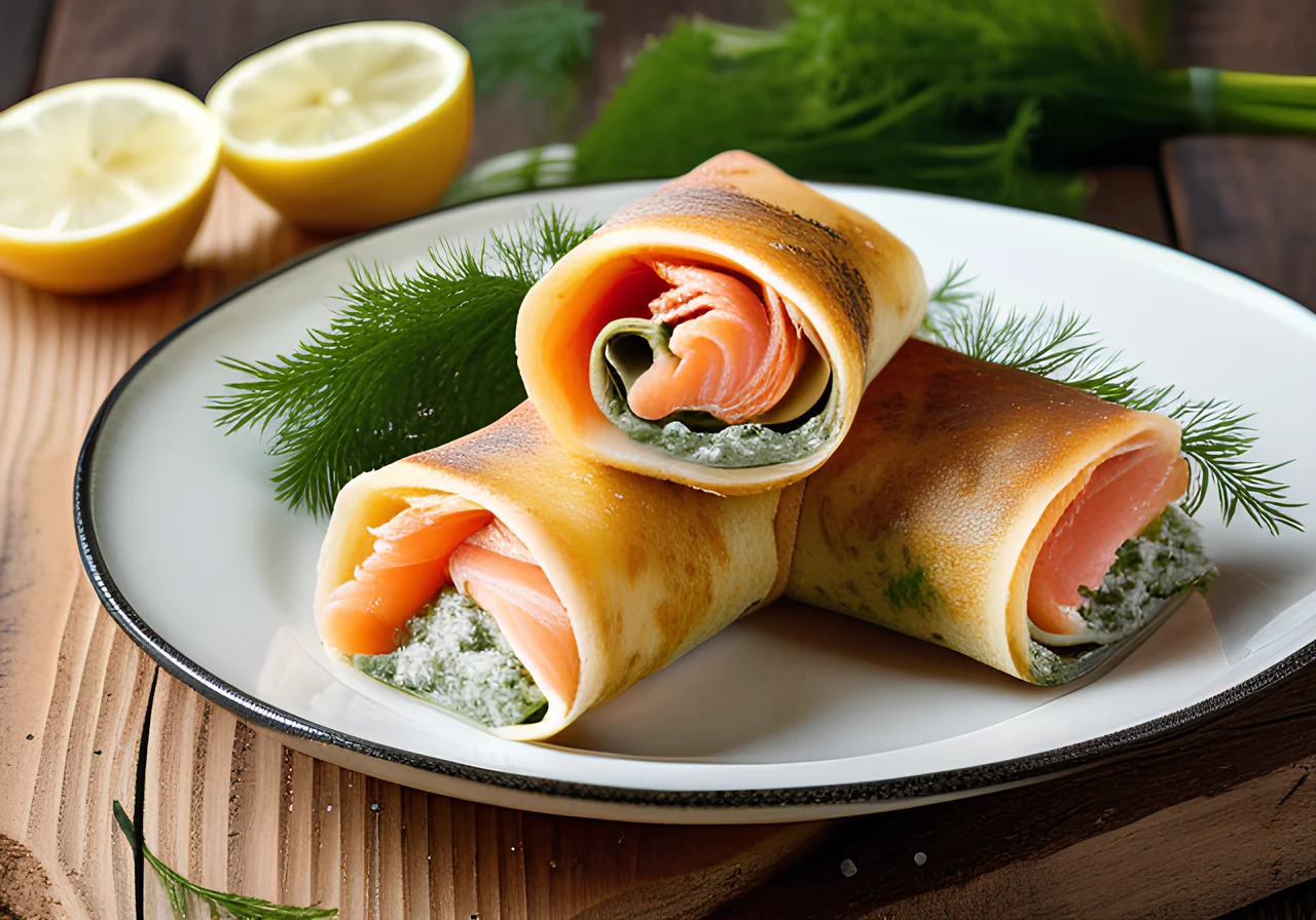 Crispy Salmon Crêpe Rolls