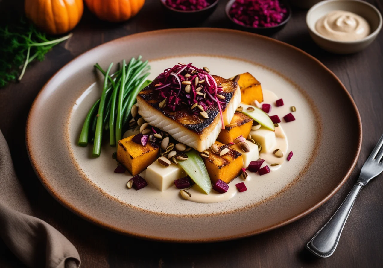Pikeperch with Horseradish and Beetroot Vegetable