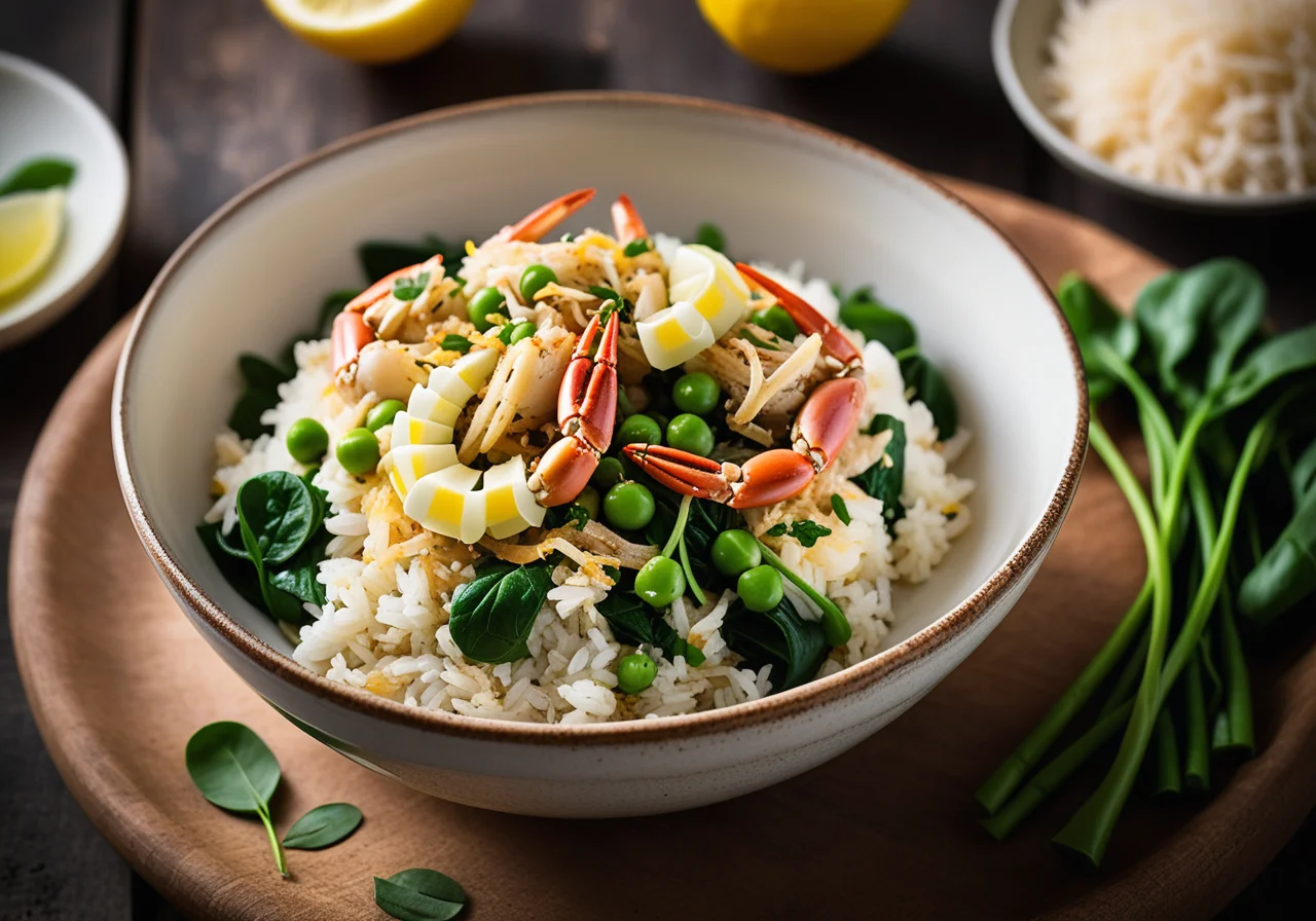 Rice Pan with Crab and Vegetables