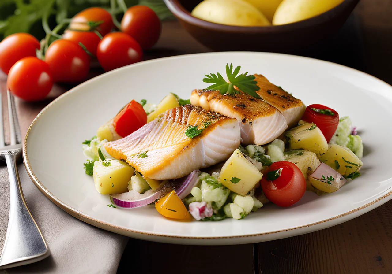 Baked Fish with Potato Salad