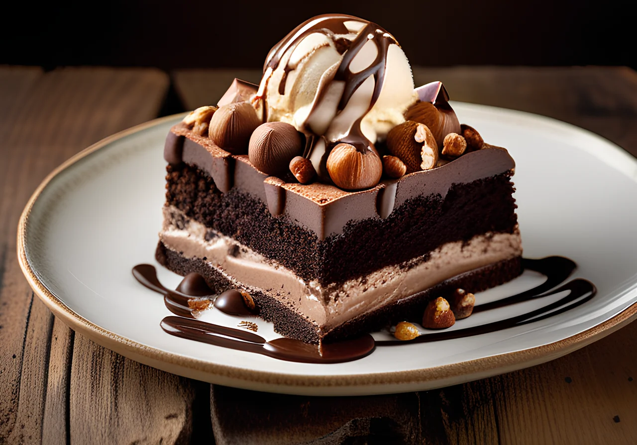 Chocolate Ice Cake with Nuts