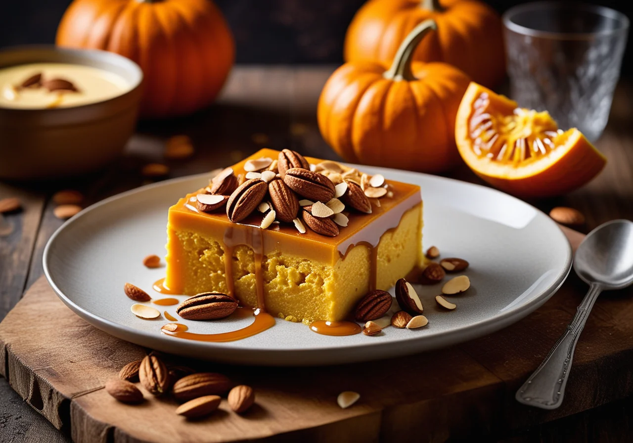 Pumpkin Pudding with Caramel Sauce