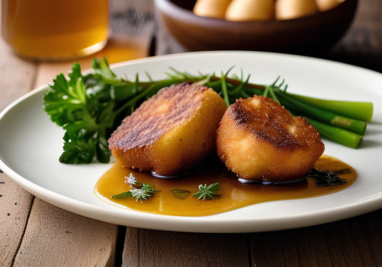 Christmas Goose Breast with Broccoli and Potato Croquettes