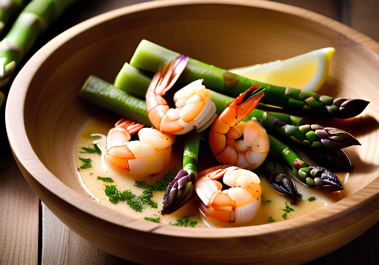 Spicy Shrimp with White Asparagus