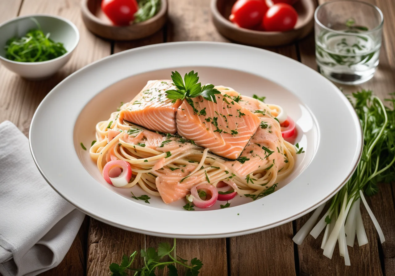 Spaghetti with Salmon Cream Sauce